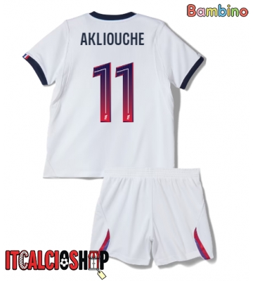 Paris Saint-Germain Maghnes Akliouche #11 Seconda Maglia Bambino 2026-27 Manica Corta (+ Pantaloni corti)